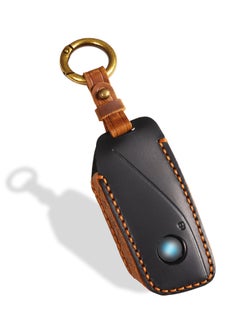 Buy Leather Key Fob Cover for BMW Models 2023-2024, Compatible with 5/7 Series, 740i, 760i, X1, X5, X6, X7, XM, iX, iX3, i5, i7, Key Fob Case for BMW Includes Key Ring, Black in UAE