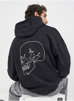 Buy Skull Back Print Heavyweight Oversized Hoodie in Saudi Arabia