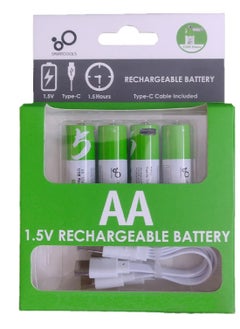 Buy USB Rechargeable AA Batteries 1.5V 2600mAh USB Type C Charging Cable High Capacity 1200 Cycle Over Charge Protection with 4 in 1 Charging Cable Pack of 4 in Egypt