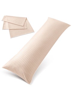 اشتري Hotel Linen Klub Long Body 1Pc Stripe Pillowcase - 100% Microfiber  with envelope closure, Soft and Durable Quality, Size : 45 x 125cm , Cream في الامارات