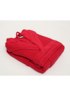 اشتري Bathrobe - Unisex Adult - ZERO TWIST - 100% Cotton -550 GSM- 1350 Grams - Luxury Feel - Premium Look - Super Absorbent - Quick Dry - Hood & Pocket - Size Medium - Red Color في الامارات