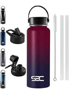 Buy S2C 1200ML Insulated Water Bottle with 3 Lids, Double Wall, Leak Proof, Stainless Steel Water Bottle With Straw Water Bottle For Gym, Water Bottle Thermos Flask for Hot Water Bottle (DARK RAINBOW) in UAE