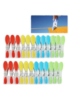 اشتري Clothes Pegs Drying Strong Clips Laundry Home Windproof Extra Large Non-slip Ergonomic Soft Rubber Grip Clothespins for Indoor Outdoor Washing Line Racks 24 pcs في الامارات