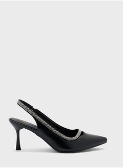 اشتري Diamante Trim Slingback Kitten Pointed Pump في السعودية