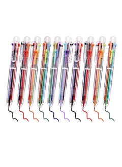 Buy 10 Pack Multicolor Ballpoint Pen 0.5mm 6-in-1 Transparent Barrel Ballpoint Pen with Multiple Ink Colors 6-Color Retractable Ballpoint Pens for Office School Supplies Students Children Gift in UAE
