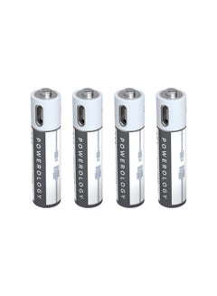 Buy USB-C Rechargeable Lithium-ION AAA Battery (4pc pack) 600mAh / 900 mWh, Reliable Companion, Super Compact, Tested for Quality, 1.5  Hour Re-Charge Time, 18cm Type-C Cable Included - White in UAE