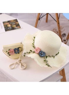 Buy Adorable Kids Baby Girls Straw Beach Hat with Wide Brim and Coordinated Shoulder Bag Set in UAE