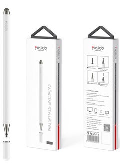 Buy 2-In-1 Universal Multi-Function Stylus Pen with Magnetic Cap White in Saudi Arabia