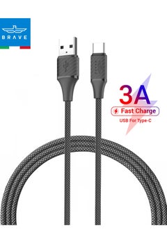 اشتري Braided Fast Charging Data Cable USB-A to Type C 3A – Durable Nylon-Braided Charger Cord for Quick Charging & High-Speed Data Transfer, Compatible with Samsung Galaxy, Google Pixel, Huawei, MacBook, Nintendo Switch, and More Devices (1M Black) في الامارات