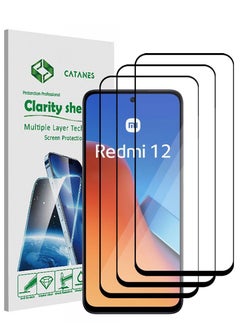 Buy 3 Pack For Xiaomi Redmi 12 Screen Protector Tempered Glass Full Glue Back in UAE