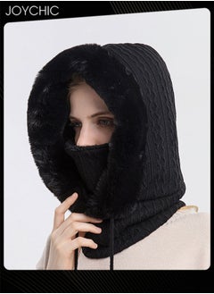 اشتري Autumn and Winter Women Outdoor Cycling Cold Protection Pullover Hat Warm Neck Mask Black في السعودية