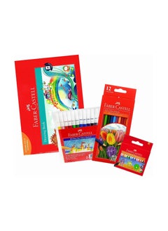 Buy Faber-Castell Drawing Book A4 36 Sheets + Colour Pencil 12Colour+Fibre Tip Pen 12Colours.Wax Crayons 12Colours,Draw color or decorate with this amazing set in UAE