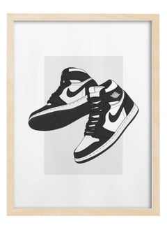 Buy Nike Air Jordan 1 Black and White Sneaker Poster with Frame 30x40cm in UAE