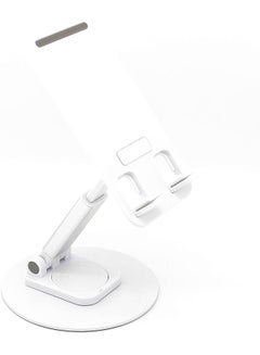 Buy Rotation Cell Phone Stand, Adjustable phone holder for Desk, Foldable Desktop Tablet Stand Holder, Aluminum Alloy Adjustable Mobile stand Phone Tablet Holder (White) in UAE