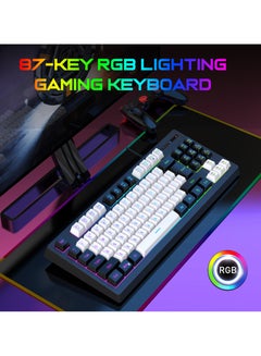Buy 87 Keys Wired RGB Mixed Light Keyboard Gaming 8 colors Backlit With Mechanical Black White Button in Saudi Arabia