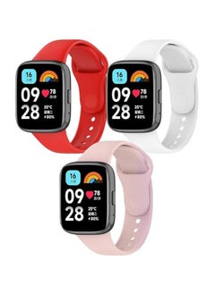 Buy 3-Piece Silicone Replacement Strap For Xiaomi Redmi Watch 3 Active Multicolor in Saudi Arabia