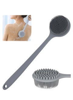 Buy Bath Body Brush, Silicone Long Handle Shower Brush Double-sided Back Scrubber No Plastic Smell BPA-Free Exfoliating Pad Exfoliator Cellulite Massager Skin Care for Women Men in UAE