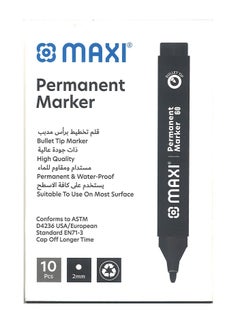 Buy 10-Piece Permanent Markers Bullet Tip Black Ink in UAE