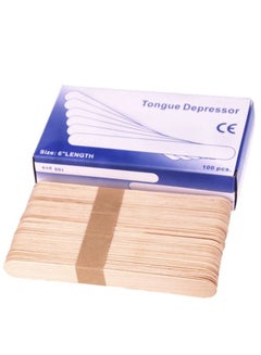 Buy 100-Pieces Disposable Wooden Tongue Depressor Waxing Spatula in UAE