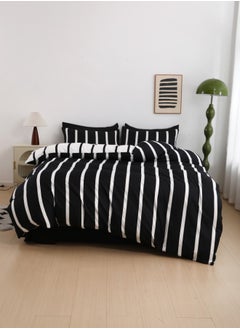 Buy Duvet cover set, black and white stripe design. in UAE