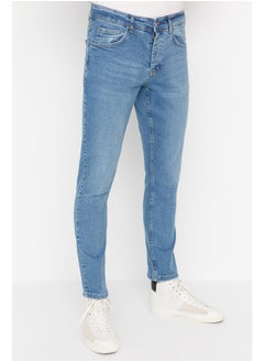 Buy Men's Blue Stretch Fabric Slim Fit Jeans Denim Trousers in Egypt