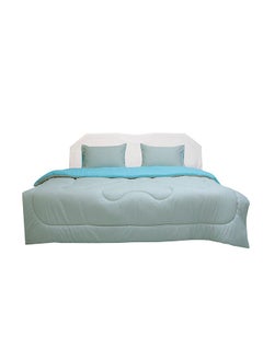 اشتري Urbane Reversible 4-Piece King Comforter Set All Season Ultra Soft Fluffy Lightweight Microfiber Bedding Set Light Blue 230x260 cm في الامارات