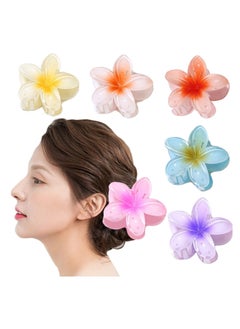 اشتري 6 Pcs Flower Hair Clip, Nonslip Flower Claw Clips Strong Hold Hawaiian Claw Clip for Medium Thick Hair Hair Claw Clips for Women and Girls في الامارات