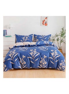 Buy 4-Piece Single Size Duvet Cover Set Microfibre Wedgewood 1 Duvet Cover 160x210 cm; 1 Fitted Sheet 120x200x25 cm; 2 Pillow Cover 48x74cm Multicolor in UAE