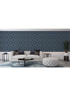 اشتري Navy Blue And White Geometric Fabric Wallpaper Covers An Area ​​Up To 4.2Mx3M With Adhesive And Smoothing Tool في مصر