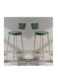 اشتري 2PCS set Bar Stool Bar Chair High Stool Casual High Chair Modern Dining Chair with Backs, Upholstered Counter Height Stools Bar Chairs for Kitchen, Pub, Breakfast Stool, with Metal Frame (Green) في الامارات