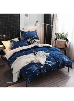 اشتري Microfibre King Size Duvet Cover Set Includes 1xDuvet Cover 220x240cm, 1xFitted Sheet 200x200+30cm, 4xPillow Case Microfiber Multicolour 50x75cm في الامارات