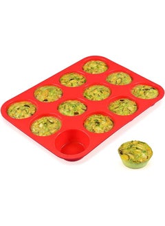 Buy 12 Cups Silicone Muffin Pan - Nonstick BPA Free Cupcake Pan 1 Pack Regular Size Silicone Mold in UAE