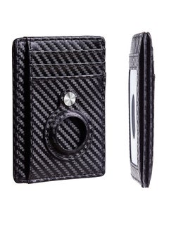 Buy Wallet Case Holder for Air Tag, Slim Minimalist Wallet Card Holder for AirTag Carbon Firber Texture in UAE