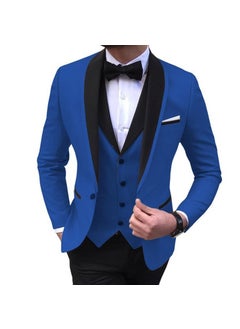 اشتري Plus Size Mens Slim Fit Suit Groom Tuxedo 3-Piece Solid Blue في الامارات