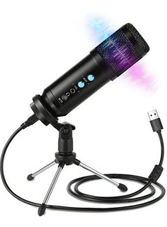 Buy PC Microphone, USB Condenser Microphone Kit, Professional Recording Plug and Play One Key Mute with Tripod Stand for Computer Laptop Singing Podcasting Streaming Gaming in UAE