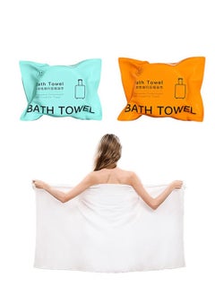 Buy 2 PCS Large Compressed Bath Towel,55 x 27''Disposable Cotton Bath Towels, Portable Bath Towels for Hotel Homestays,Portable Light and Reusable for Camping Beach Swimming and Traveling in Saudi Arabia