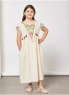 Buy Kids Embroidered Tassel Detail Jalabiya in UAE