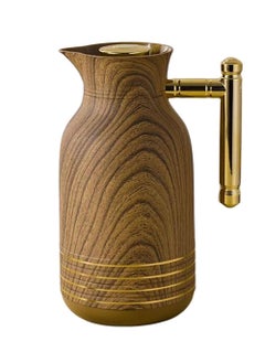 Buy Thermos For Tea And Coffee Wooden/Golden 1Liter in Saudi Arabia