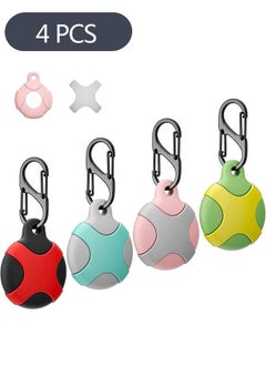 اشتري 4-Piece Silicone Case for Apple AirTag with Keychain Ring, Waterproof Anti-Scratch Protective Tracker AirTag Cover for Keys Luggage Backpacks في السعودية