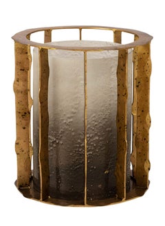 Buy Gris Pillar Candle Holder, Gold & Grey - 21x23 cm in UAE