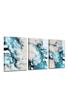 Buy 3 Pieces Cotton Canvas Painting 90cm x 42.5cm 30mm Thick High Quality Digital Print - UV Coating for Scratch Protection and Color Protection - Modern Designs - No Nails Required for Installation with Self Adhesive in Egypt