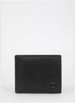 Buy Faux Leather Minimal Logo Print Wallet in Saudi Arabia