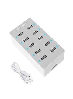 Buy 10 Port 50W USB Charging Station, USB Charger Hub with Rapid Charging Safety Auto Detect, Family Device Organizer, Smart USB Ports for iPhones, iPads, Samsung, Google, Tablet in UAE