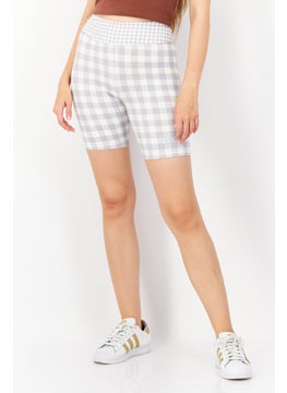 Buy Women Sportswear Fit Checkered Legging Short,  Lavender in UAE