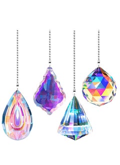 Buy Ceiling Fan Pull Chain Decorative 4PC Crystal Extension Ornaments with 20in Connector for Pendant Suncatcher, Table Lamp, Home Decoration DIY in Saudi Arabia