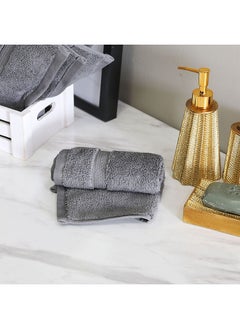 اشتري Danube Home Flossy Advance Face Towel 100% Cotton 650 gsm Lightweight Everyday Use Face Towels Ultra Soft And Highly Absorbent For Bathroom Gym L 33 x W 33 Cm-Dark Grey في الامارات