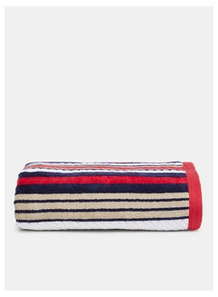 Buy Rope Hand Towel- 500 GSM 100% Cotton Velour -50x90 cm Modern Stripe Design Luxury Touch Extra Absorbent Red in UAE