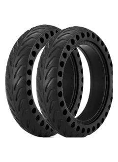 Buy 2-piece scooter rubber tire 8.5 x 2.0 black anti-slip groove design scooter wheel in UAE