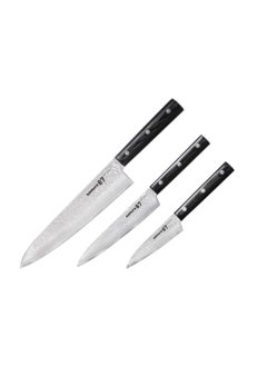 اشتري Samura Damascus 67 Set Of 3 Kitchen Knives: Paring Knife Utility Knife Chef'S Knife 67 Layers في الامارات