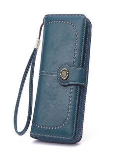 Buy Genuine Leather Women Wallet Long Multi-Card Holder Large Capacity RFID Wallet for Women Mobile Phone Purse in UAE